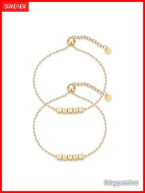 14K Gold Plated Friendship Bracelets Adjustable BFF Set of 2